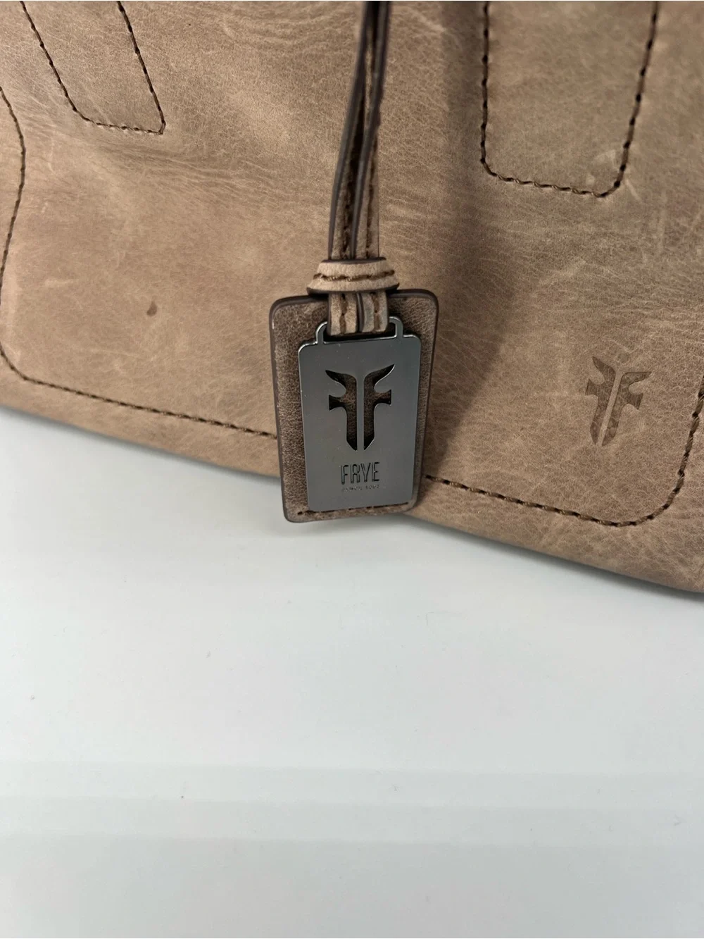Frye Taupe Distressed Leather Mini Satchel